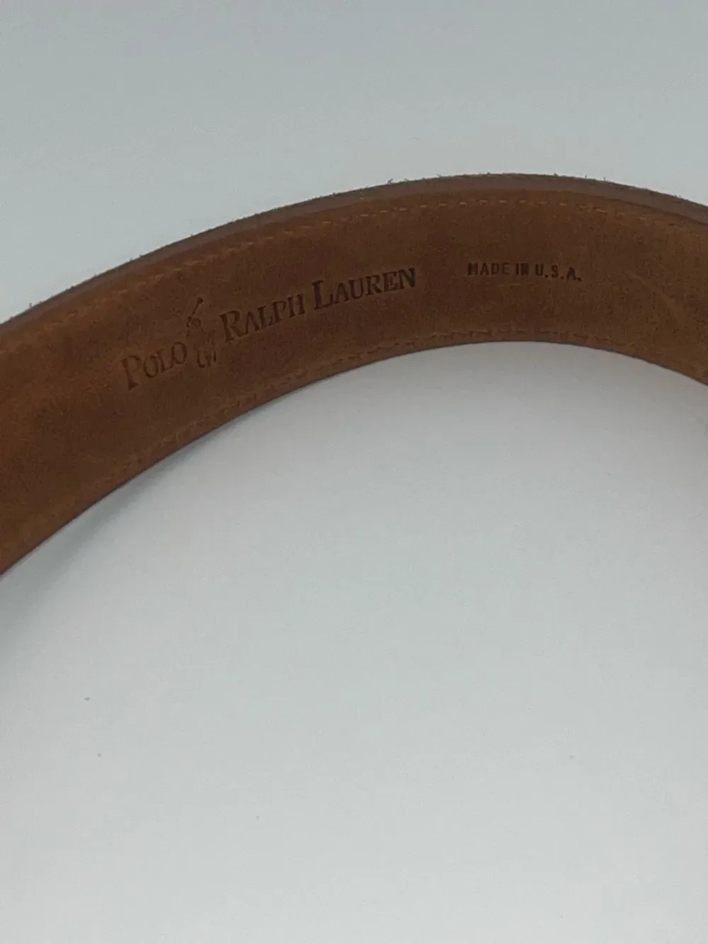 Vintage Ralph Lauren Brown Suede Leather Belt with Brass Buckle 40